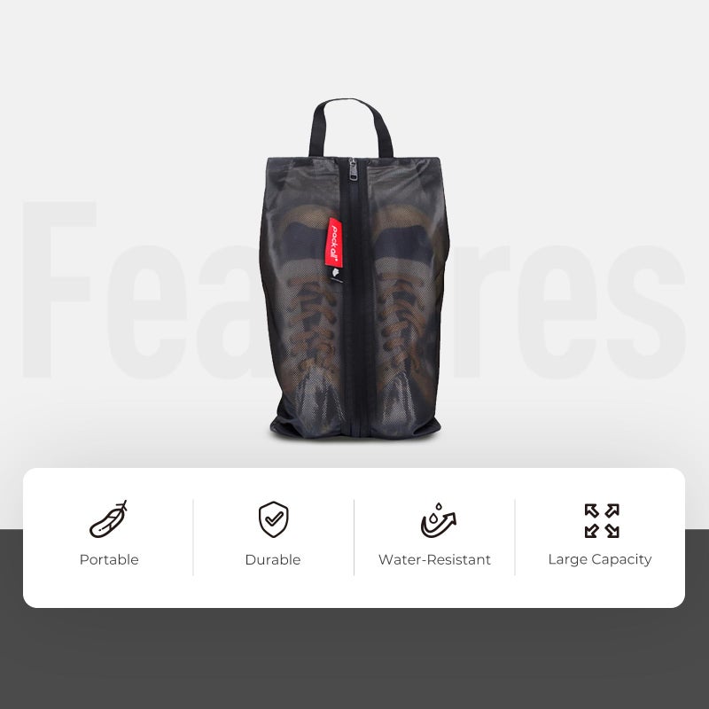pack all حقيبة أحذية للسفر، حقيبة أحذية مقاومة للماء للجيم، حقيبة أحذية كرة القدم مقاومة للرائحة للرياضة (أسود، 2-عبوة) - Image 3